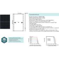 detalle tecnico funciones Panel Solar Fotovoltaico Johnson JSUN450N 450W Monocristalino N-TYPE TOPCon Half-Cut