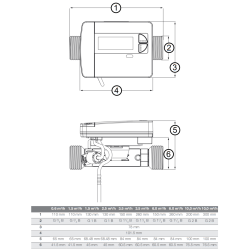 Medidas y conexiones CONTADOR DE CALOR Q HEAT 5.5 RADIO ULTRA SONIDOS (US)