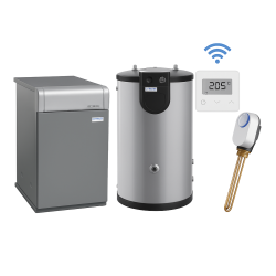 Caldera de Gasoil Domusa 50 kW con Agua Caliente y Control WiFi – Pack Completo