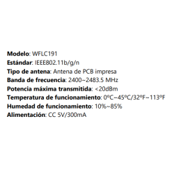 Especificaciones técnicas Módulo WiFi Smart Kit JOHNSON WFLC191
