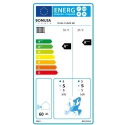 Etiqueta energetica Bomba de Calor Aerotermia DOMUSA DUAL CLIMA 6R
