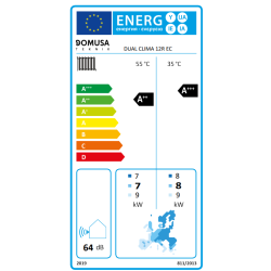 Etiqueta energetica Bomba de Calor Aerotermia DOMUSA DUAL CLIMA 12R