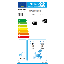 Etiqueta energetica Bomba de Calor Aerotermia DOMUSA DUAL CLIMA 16R
