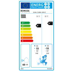 Etiqueta energetica Bomba de Calor Aerotermia DOMUSA DUAL CLIMA 19R