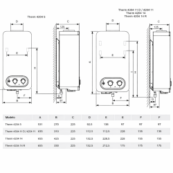 medidas Calentador gas natural JUNKERS BOSCH Therm 4204 11 litros