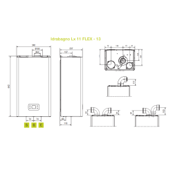 Medidas del Calentador BERETTA Idrabagno LX 11 Gas Natural