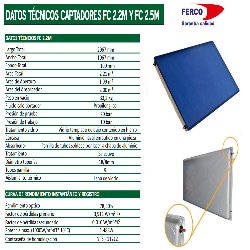 ficha tecnica Placa solar térmica HORIZONTAL FERCO FH 2.2M