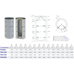 conexiones tomas  deposito inercia calefaccion 800 litros FERCO PBM