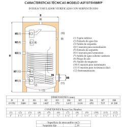 medidas conexiones tomas interacumulador suicalsa 1 serpentin 750 litros ASF1075V