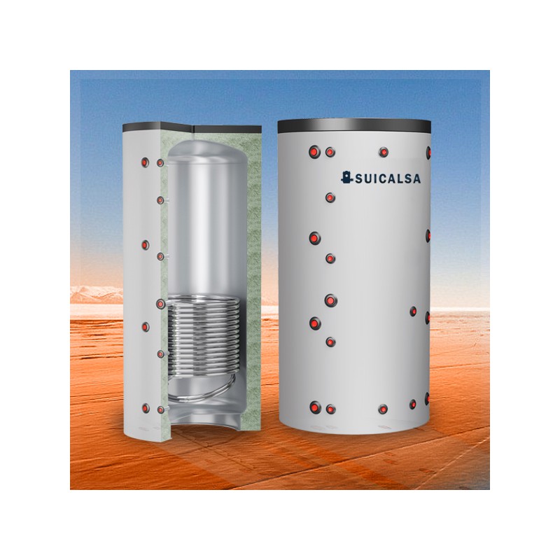 deposito inercia con serpentin 600 litros acero negro carbono suicalsa