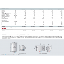 DATOS TECNICOS - MEDIDAS Termo ARISTON PRO1 R 50 80 100 V/H