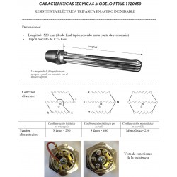 medidas y conexiones resistencia trifasica monofasica suicalsa 4500W