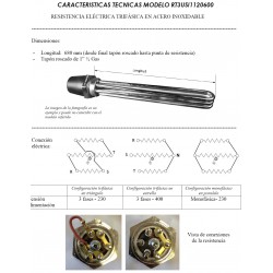 medidas y conexiones resistencia trifasica monofasica suicalsa 6000W