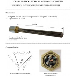 medidas y conexiones resistencia trifasica monofasica suicalsa 7500W