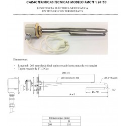medidas conexiones rosca termostato resistencia titanio 1500w
