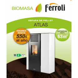 estufa pellets deposito al lado ferroli atlas 63m2