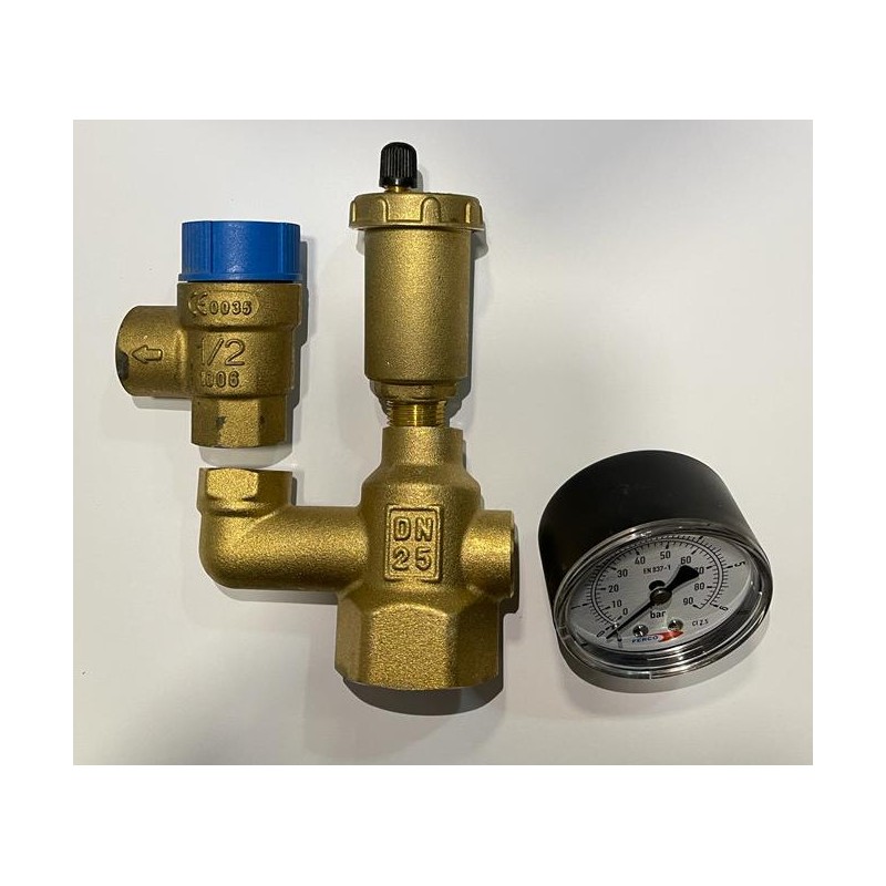 conjunto seguridad instalació agua caliente con boya y manometro