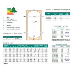 ficha técnica acumulador de inercia calefaccion refrigeracion suicalsa di 750 litros
