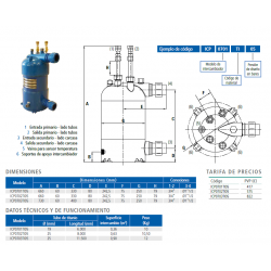 Medidas / conexiones  intercambiador de calor para piscina SUICALSA 49kW
