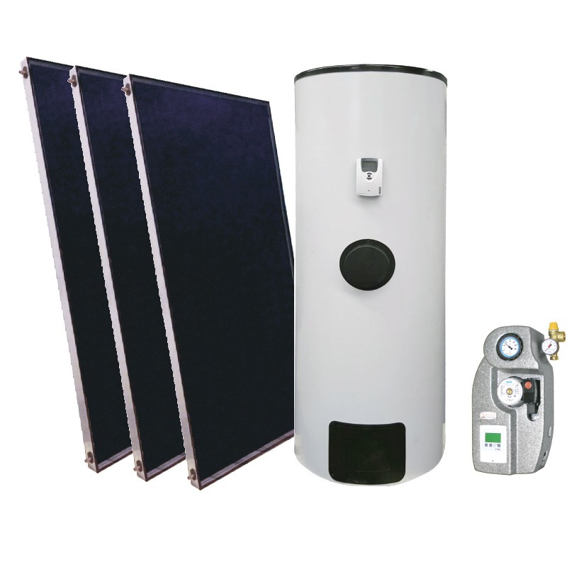 conjunto solar acs 500 litros drain back 3 placas solares termicas