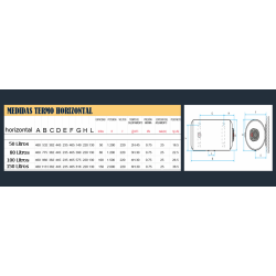medidas conexiones soportes termo electrico horizontal 80 litros