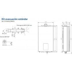 medidas tubo salida gases 12 litros butano calentador zeus centro confort