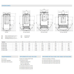 medidas  Depósito de inercia DOMUSA BT DUO 750