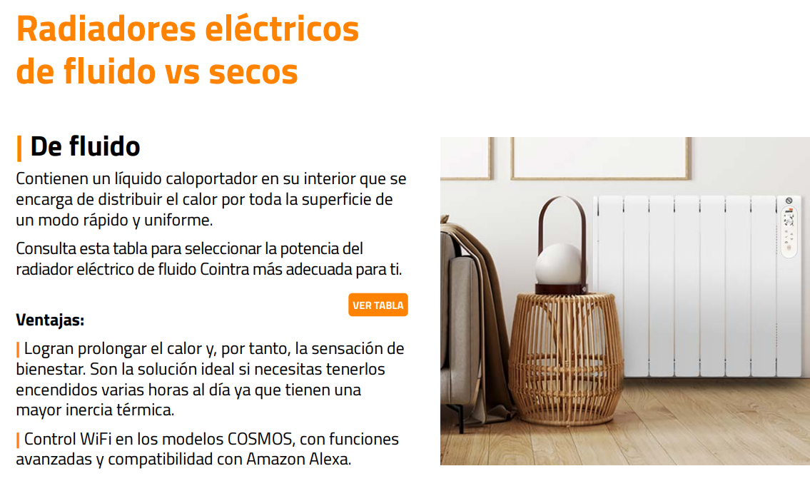 Calor uniforme, envolvente y duradero Gracias a su sistema de calentamiento por fluido caloportador, el Cosmos 1000W distribuye el calor de forma homogénea por toda la superficie del radiador. Esto proporciona: Mayor inercia térmica Sensación de bienestar prolongada Temperatura estable sin cambios bruscos Incluso después de apagarse, el radiador sigue emitiendo calor, optimizando el consumo.