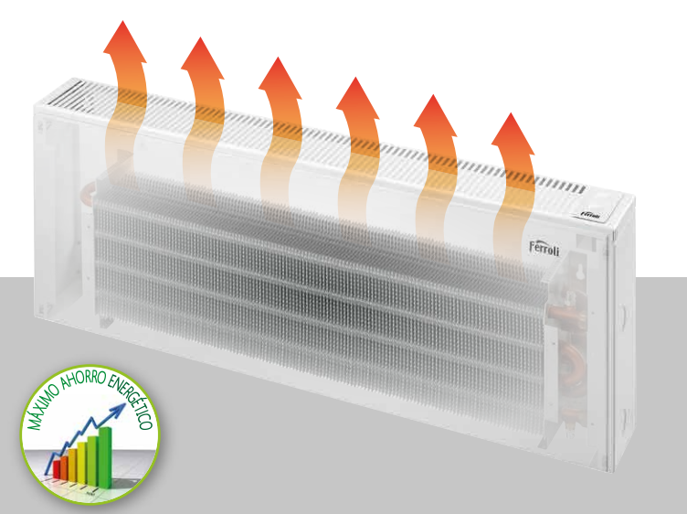 Gracias a su innovador diseño con ventiladores Brushless DC de modulación automática, este radiador consigue una respuesta térmica mucho más rápida que los radiadores convencionales, proporcionando mayor confort con menor consumo energético.